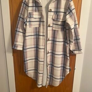 Plaid Button-Up Shirt Jacket